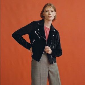 Rag & Bone Black Velvet Mercer Velvet Moto Jacket